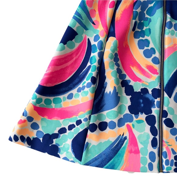 Lilly Pulitzer Sally Knit Fit & Flare Scuba Dress in Multi Ocean Jewels | XS - Picture 6 of 9